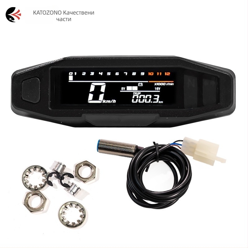 KAWAZONO LCD инструмент за мотоциклет, модел Lcd instrument, 12V универсален, конструкция от желязо и пластмаса, тегло 200 g