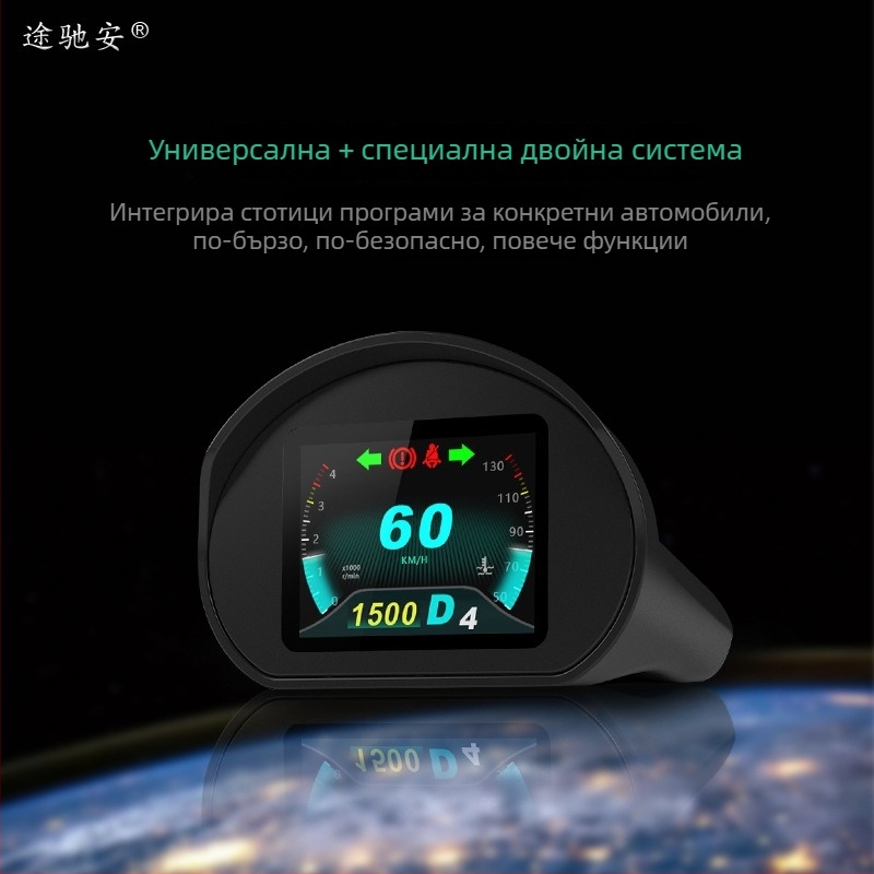 HUD автомобилен дисплей с проекция и кодове за диагностика – модел tca01; резолюция 320x240; захранване чрез OBD интерфейс; вход: автомобилни данни; материал PC+ABS; марка Tuchi'an