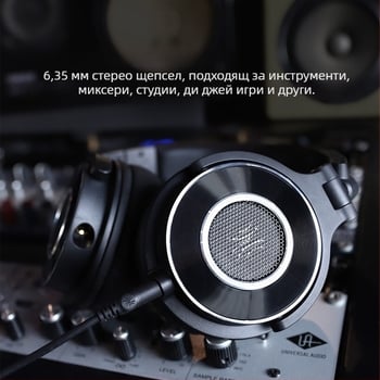 Жични студийни слушалки с микрофон, тричастотно балансирани, 20–20 kHz, 38 Ω, 3,5/6,5 мм прав щепсел