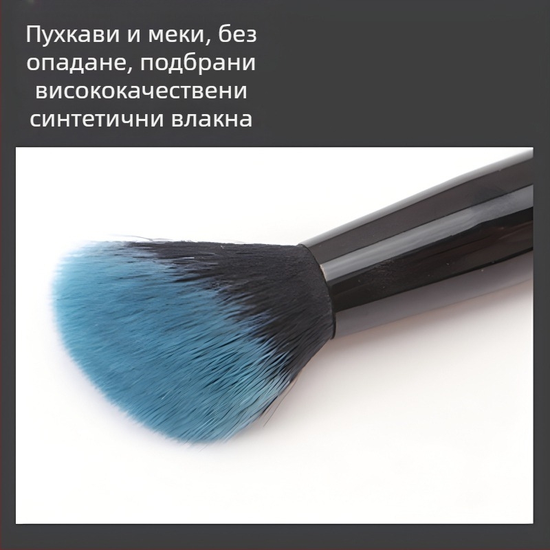 4 бр. професионален комплект четки за грим с нейлонови власинки и дървени дръжки, в чанта