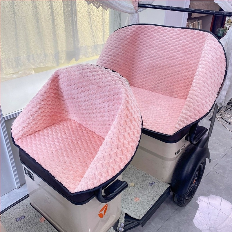 Калъф за седалка на електрически триколик – плюшен материал, ветроустойчив, зимно топъл, за всички сезони, универсално пасване