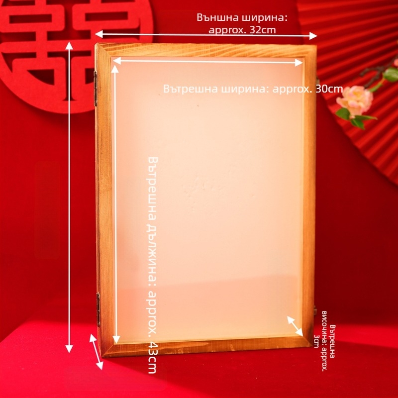 Булчинска фен-подаръчна кутия с инкрустирана украса, хартиена конструкция и картонена опаковка, подходяща за сватбени подаръци