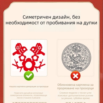 Годината на змията – Прозорец декорация от хартиено изрязване – китайски стил DIY комплект, покрита хартия, Opp пакет, Xingmei марка