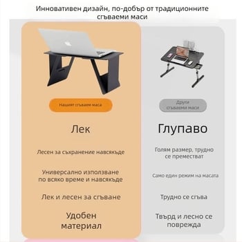 Сгъваема масичка за лаптоп за автомобил – преносима, тънка и лека, универсална съвместимост