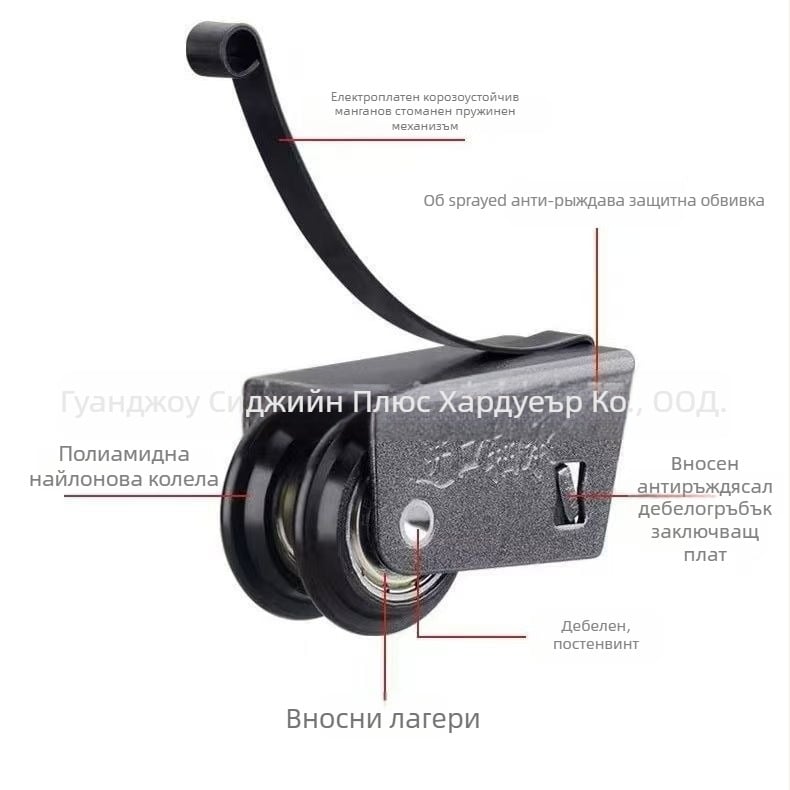 Система за плъзгане на стъклена врата с двойна жлебова ролка, странични двойни колела, максимално натоварване 80 кг, 12 мм дебелина на стената, за врати и прозорци, OEM лого