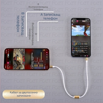 FCET двупосочен аудио записващ адаптер за мобилен телефон (работна температура 60; 3C сертификация; аудио/видео щепсел)