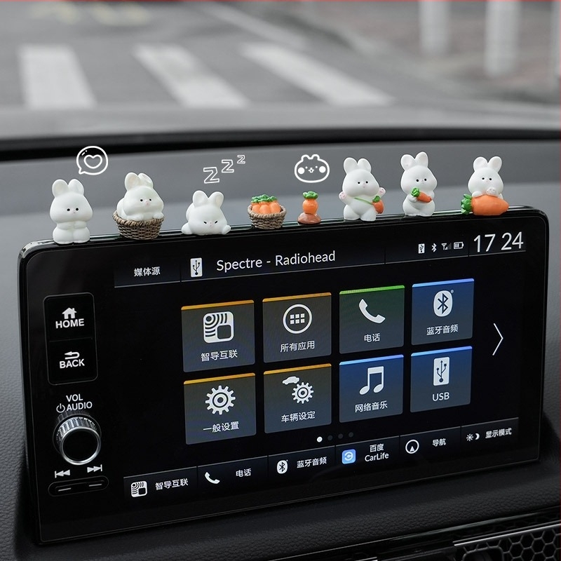 Runner декоративна фигура за интериора на автомобил от смола — карикатурно зайче за централната конзола