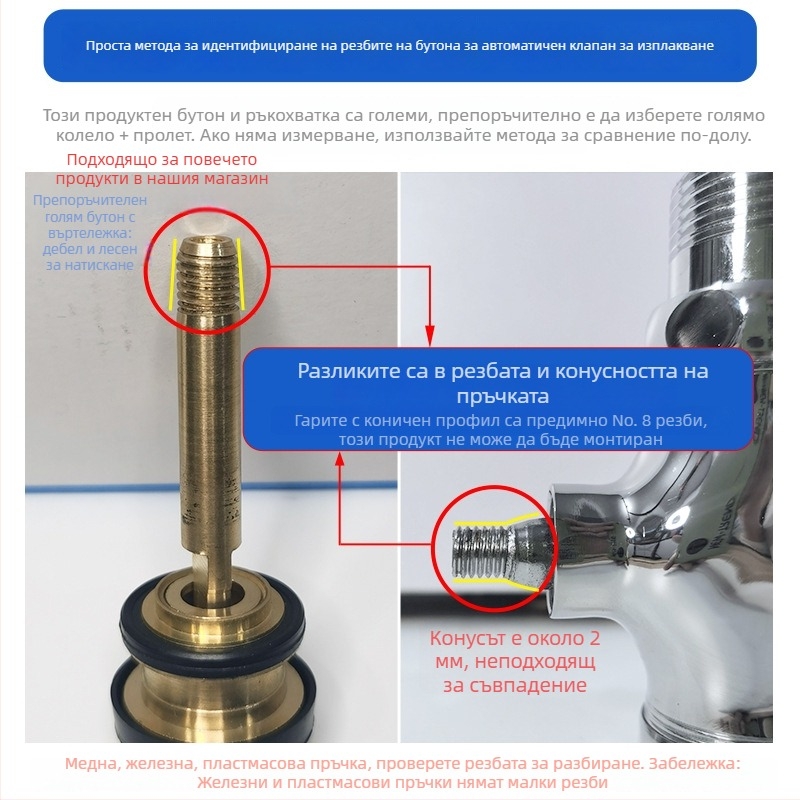 Аксесоар за клапан за промиване на тоалетна с бутон за забавено действие и пружинен ръчен вал, модел H865-PJ, ABS, HUARJO/Walje, 0.3 водно налягане, модерен стил