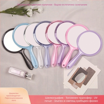 Дръжково огледало, двустранно с увеличително; леща: алуминиева; рамка: PU/PS/PVC