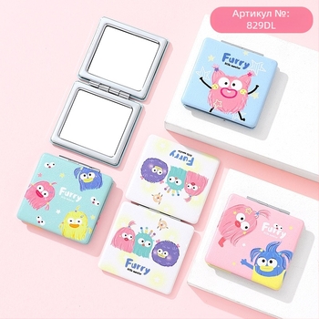 Огледало за грим, двустранно сгъваемо, портативно, с метална рамка и алуминиево огледало