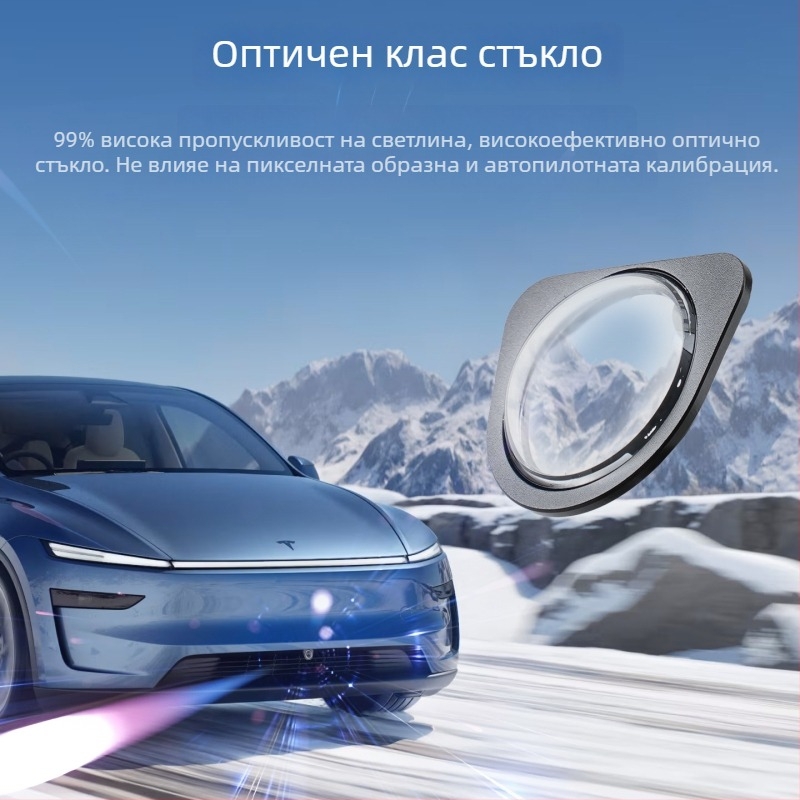 Tesla фронтална камера протектор от закалено стъкло за Model Y, YL и Model 3 — OEM обработка, кожена кутия, 2025 г. пускане