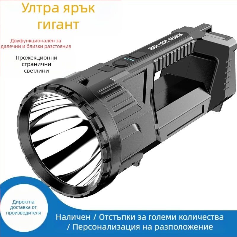 LED експлозийно-устойчив прожектор USB с COB странично осветление, външен водоустойчив аварийно преносим високопроизводителен фенер, 1200mAh, 5W, USB зареждане, ръчно задвижване, обхват 100–200 м