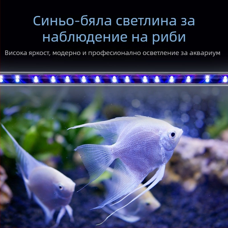 Аквариумна лампа за осветление, водоустойчива потапяща светлинна тръба, малък аквариум, лампа с пълен спектър за декоративни водни растения, лампа за драконова риба