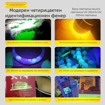 LED фенер за идентифициране на бижута – алуминиева сплав; 20W; LED (UV 365 nm); 2000 mAh; 350+ lm