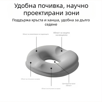 Възглавничка за седалка от паметна пяна, Ice Silk покритие, проветряваща, облекчава натоварването в областта на кокцига при дълго сядане, за офис и кола