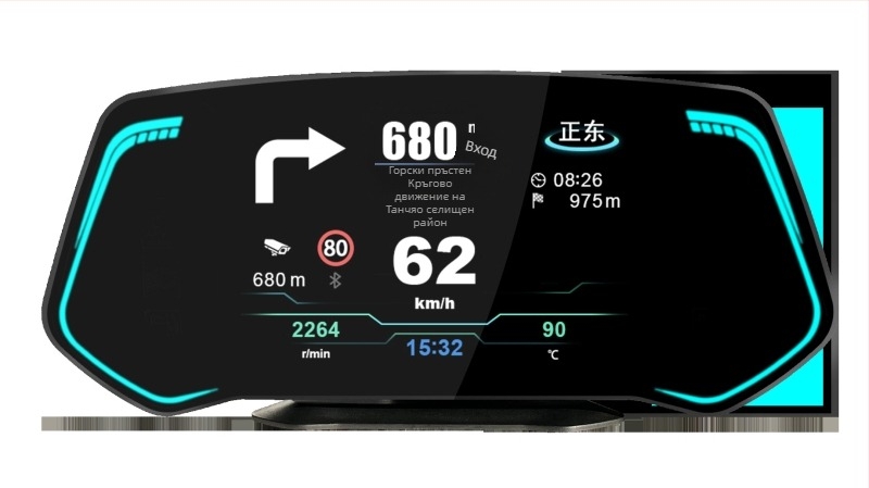 OBD LCD приборно табло, модел TCA02, захранване чрез OBD интерфейс, входен сигнал OBD, тегло 327 g