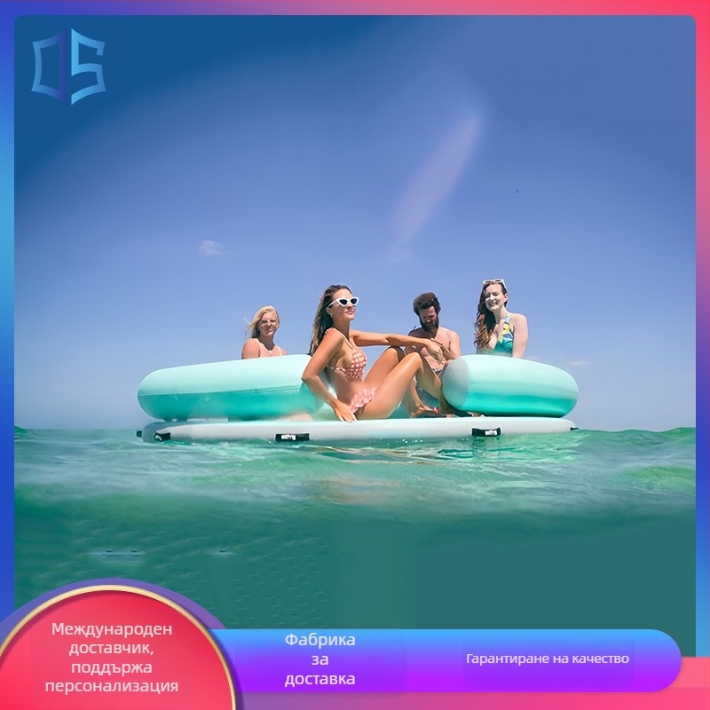 Надуваема плаваща платформа за вода с йога мат и зона за почивка (мъхнат материал, облекчаване на стреса, персонализирана, модел 665, подходяща за развлечения на място и водни спортове)