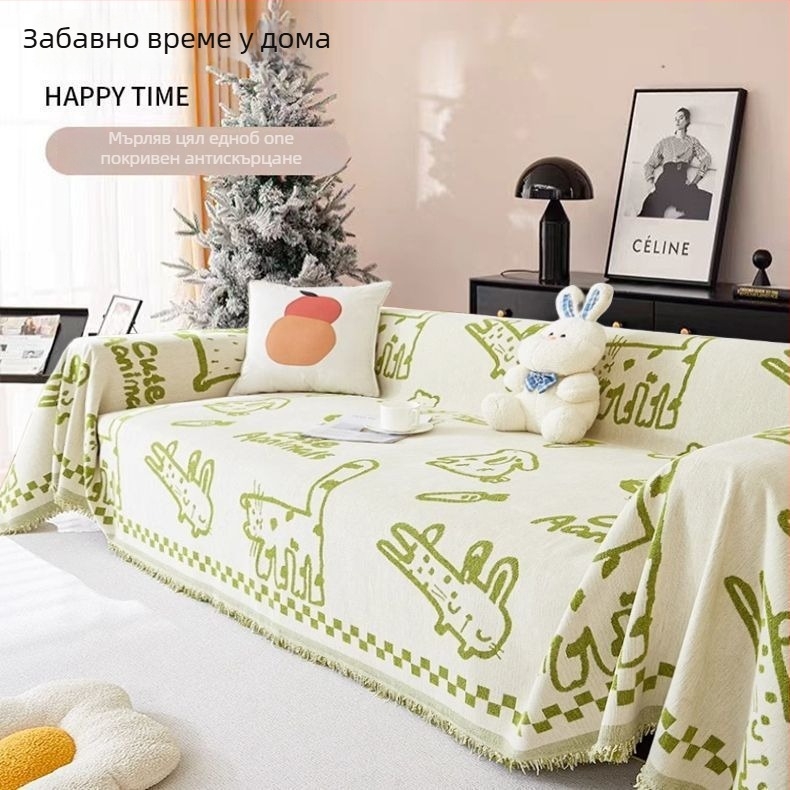 Калъф за седалкова възглавница, Chenille, INS стил, карикатурен принт, целогодишна употреба, дизайн от едно парче