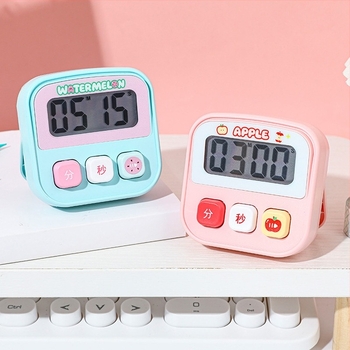 Кухненски таймер, серия плодове, огледална повърхност, 16 бр. в кутия за дисплей; електронно движение, пластмасова обвивка, цифров дисплей, правоъгълна форма.