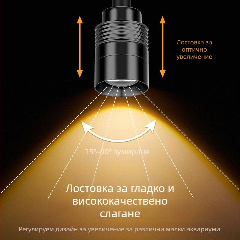 Мини аквариумен LED прожектор за аквариум, регулируем зум, 3W, PC, 0104-H прожектор, 200 g