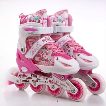 Ролкови кънки PU и мрежеста горна част; единични ред колела; PVC колела; гумена подметка; Juemei