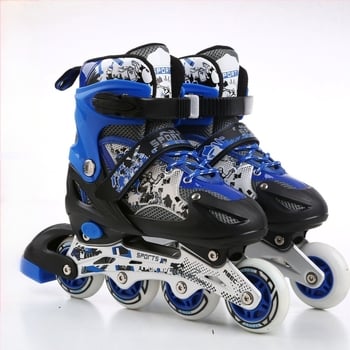 Ролкови кънки PU и мрежеста горна част; единични ред колела; PVC колела; гумена подметка; Juemei