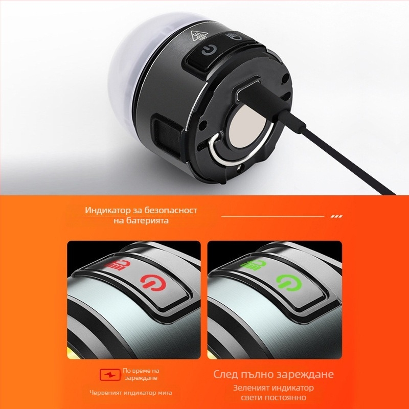 Челна лампа COB LED със сензорно включване, за къмпинг и риболов; компактна, 5W, 800 mAh, обхват до 500 м