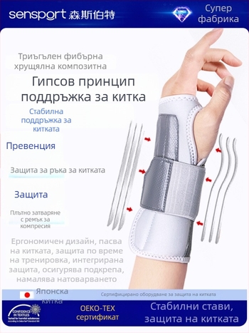 Защита за китката със стоманена пластина за стабилизиране – полиестерно влакно, универсална пригодност, лява ръка, BM-PAL1101-M, за каране на ролери