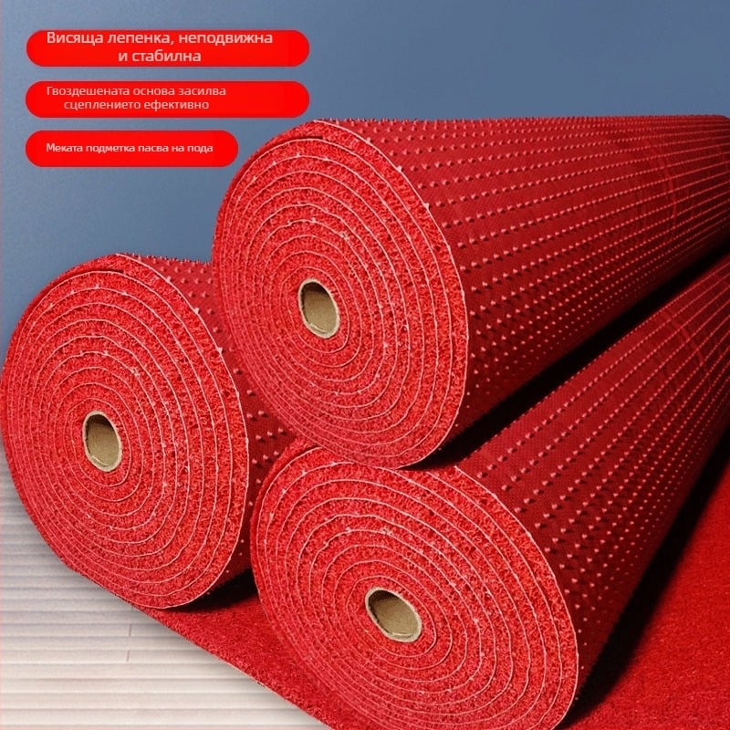 PVC подова подложка с копринено кръгово тъкане, квадратна форма, едноцветна, подходяща за прахосмукачка