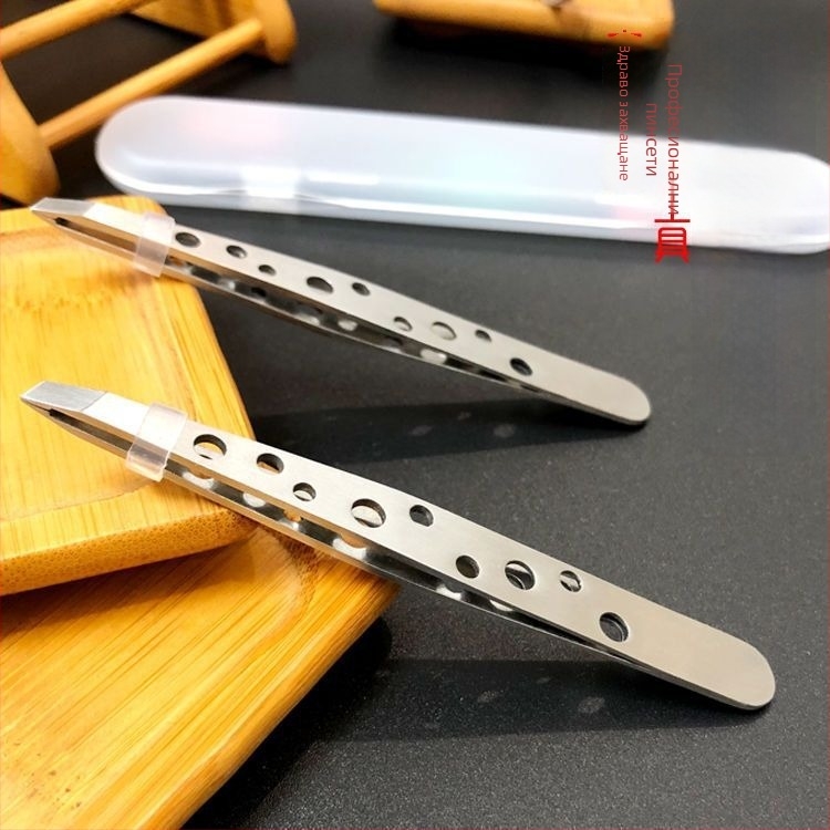 Клип за вежди, неръждаема стомана 430, дизайн с девет отвора, антихлъзгащ, удебелен клип с прав ъгъл