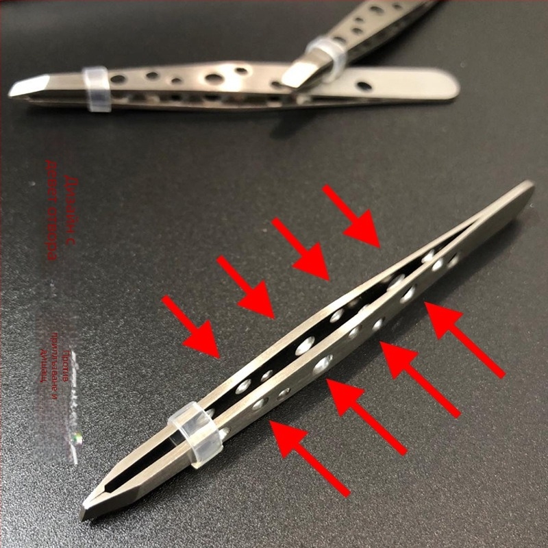 Клип за вежди, неръждаема стомана 430, дизайн с девет отвора, антихлъзгащ, удебелен клип с прав ъгъл