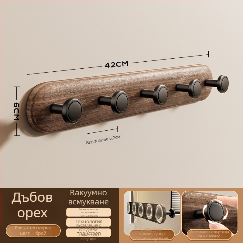 Закачалка за врата с вакуумна чашка – без пробиване, тежък товар, ABS материал, за врати и прозорци, вход/спалня, съхранение на дрехи и шапки, Dimitro