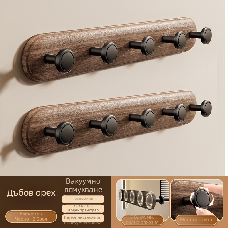 Закачалка за врата с вакуумна чашка – без пробиване, тежък товар, ABS материал, за врати и прозорци, вход/спалня, съхранение на дрехи и шапки, Dimitro