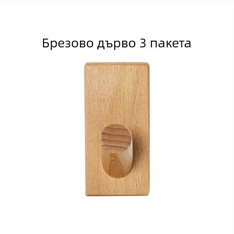 Закачалка за палто от масивно дърво, монтаж зад врата, стенна поставка, модел MZGG00
