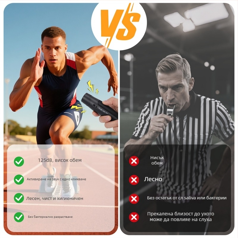 Електронна съдия-свирка, тритона силен звук, за баскетбол, волейбол, тенис на маса и бадминтон, ABS материал