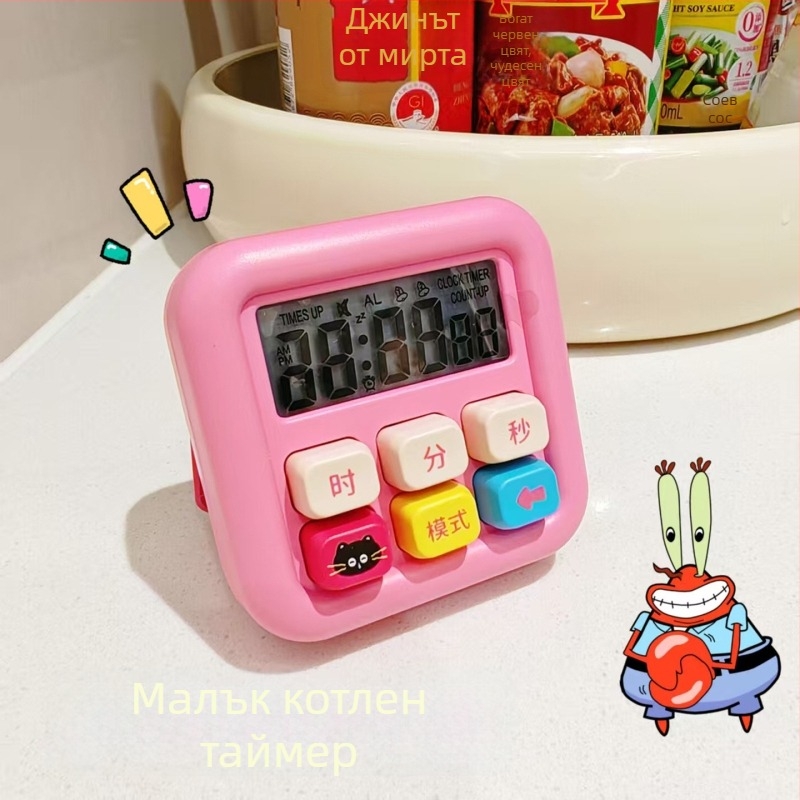 Таймер за бюро и кухня с механично движение, LCD дисплей, ABS корпус, правоъгълен дизайн, автоматичен механизъм