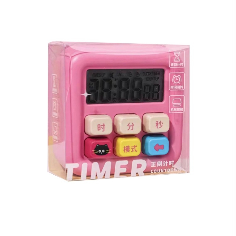 Таймер за бюро и кухня с механично движение, LCD дисплей, ABS корпус, правоъгълен дизайн, автоматичен механизъм