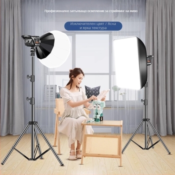 Професионална светлина за фотография за лайв стрийминг | 100W LED, E14 глава, 110V, регулируема яркост