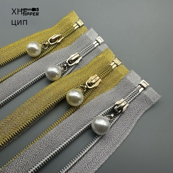 Нейлонов цип с електроплатиране, висулка с перла и стил на отваряне и затваряне; марка Baiheng Zipper Factory