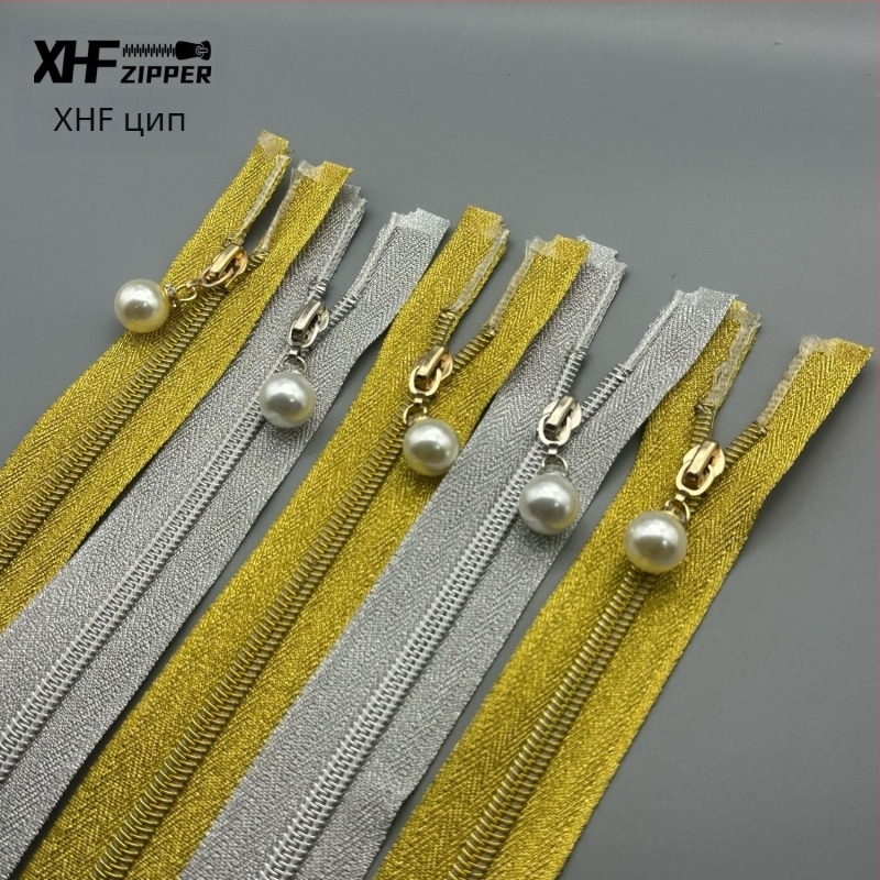 Нейлонов цип с електроплатиране, висулка с перла и стил на отваряне и затваряне; марка Baiheng Zipper Factory