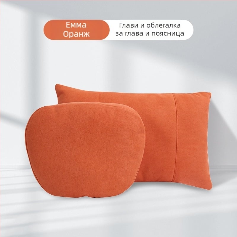 Tesla съвместима възглавничка за глава и лумбална опора за автомобил – изкуствен плюш, пълнител копринен памук, за всички сезони, семпъл стил