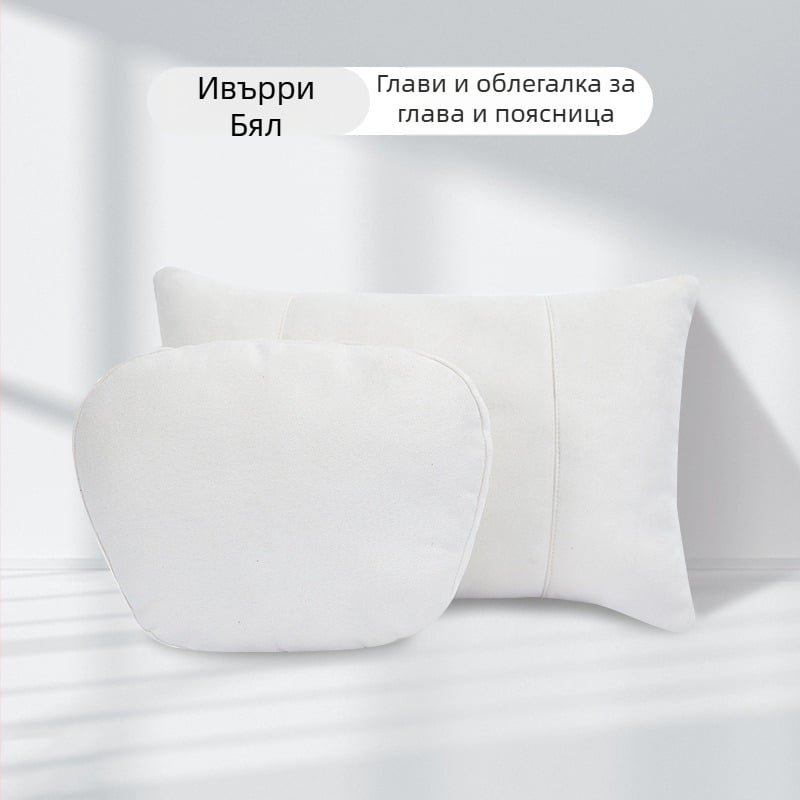 Tesla съвместима възглавничка за глава и лумбална опора за автомобил – изкуствен плюш, пълнител копринен памук, за всички сезони, семпъл стил