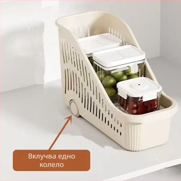 Кошница за съхранение на кухненски съдове и вещи, PP материал, Nordic стил, модел xh00287, с колела