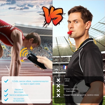 Електронна свирка за съдии – ABS, кутия 100 броя, възможност за печат на лого, персонализиране, подходяща за футбол, баскетбол, тенис на маса, бадминтон и плуване