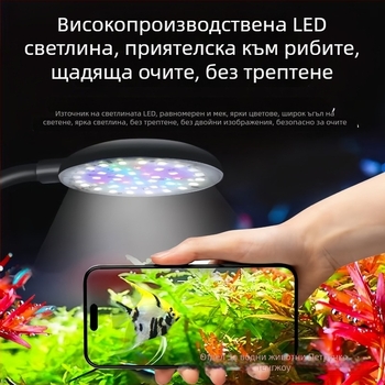 Аквариумна LED клип лампа Mai Bao, Mini Light Panel, пълен спектър, USB, 7W, 150 g