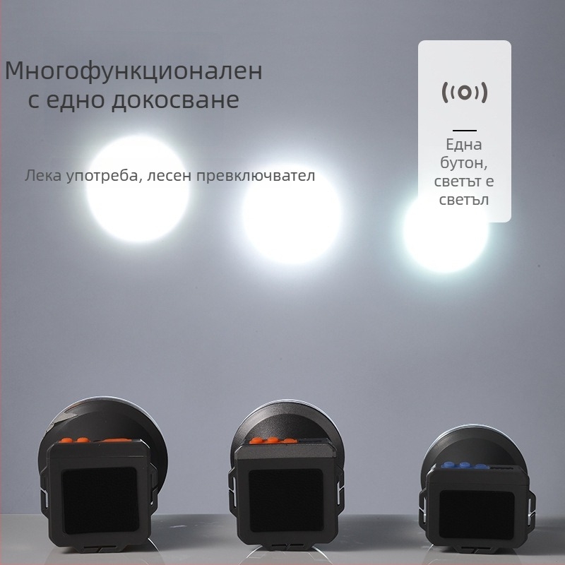 LED челник за нощен риболов, презареждаема глава-лампа, PVC корпус, 7200 mAh, обхват ≥ 500 m, зарядно включено