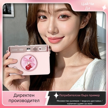 Защитно капаче за камера за Polaroid mini evo с кожена лепенка за обектива – прахоустойчиво, против надраскване, против загуба, сладък карикатурен дизайн