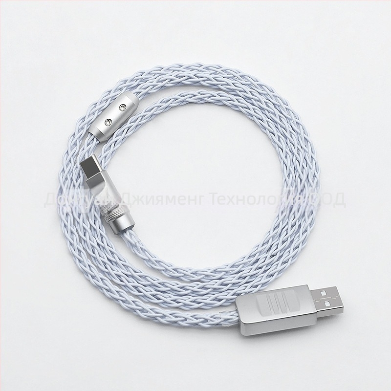 USB-C кабел за зареждане за механични клавиатури — RGB градиентен стриймър, PD 60W, цинкова сплав