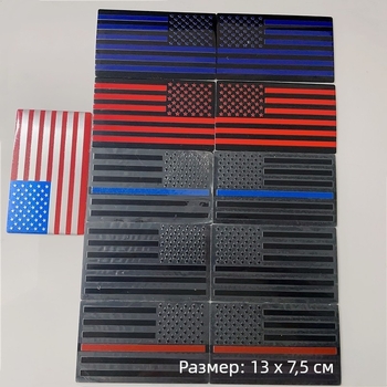 Алуминиева сплав автомобилен страничен стикер – двойка американски флагове, самозалепващ монтаж