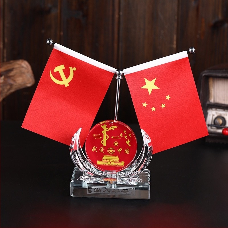 Автомобилна украса с национален флаг, метал и кристал, опростен стил, без персонализация, за украса